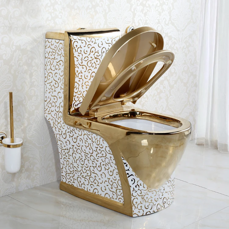 Fashion Gold Toilet Bowl,One Piece Toilets Gold Color Ceramic,Floor