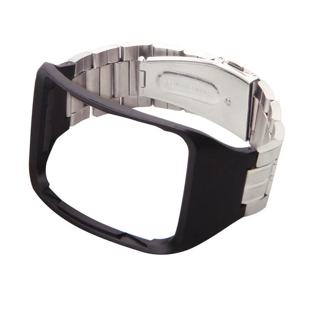 Yavive Replacement Stainless Steel Metal Band Wristband Bracelet Strap For Samsung Galaxy Gear S SM-R750 Smart Watch (silver metal strap with black silicon)