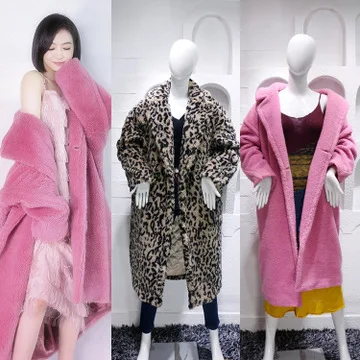 

Hot sale winter clothes ladies oversize teddy furry overcoat pink leopard cashmere woolen quilted jacket Teddy Bear Coat Women, Picture