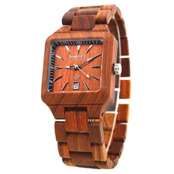 vogue dial Red sandal wood watches men with Japane