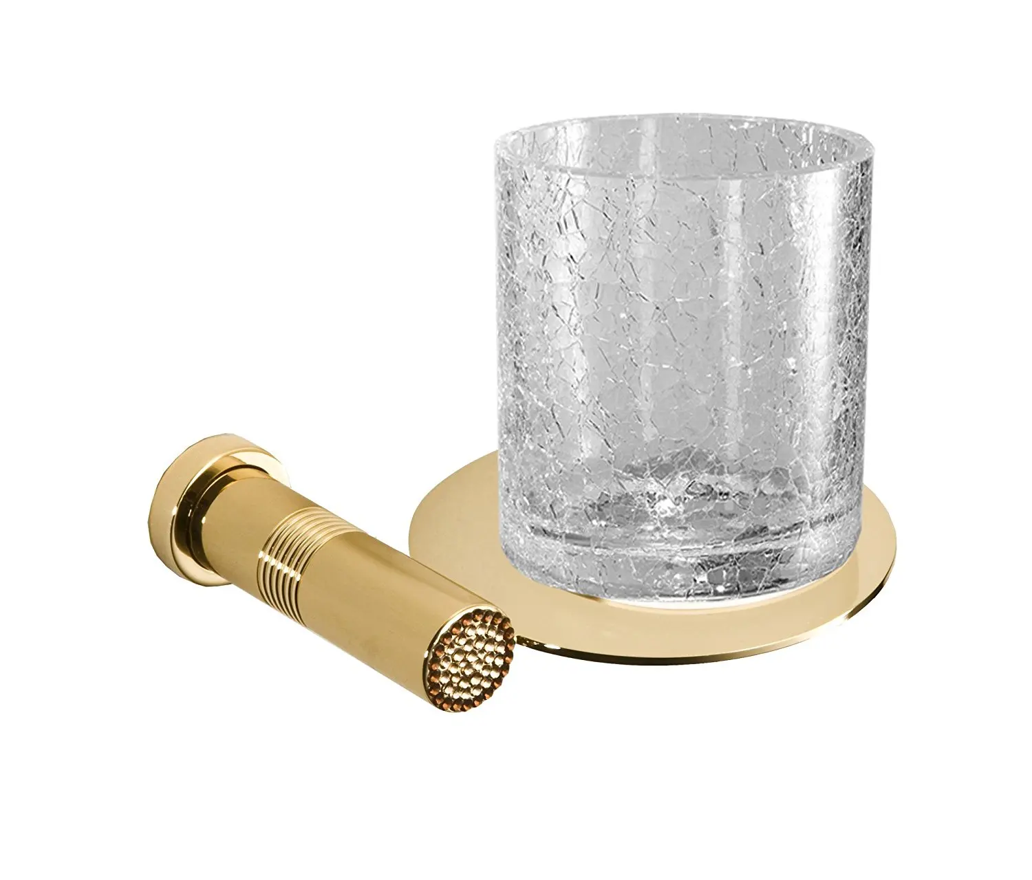 Gold Polished Brass Bathroom Dual Ceramic Cups Wall Mount Toothbrush Holder Set