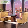 Leisure Style Natural Rattan Wooden Booth Seating for Restaurant