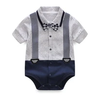 

cotton bow tie boy infants boutique wear suit newborn jumpsuit baby clothes romper set