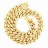 Cz Micro Paved Iced Out Gold Hip Hop Cuban Link Necklace, Gold Hip Hop Jewelry Necklace