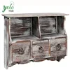 Wonderful Design Vintage Storage Shelf Rack ,Rustic Fir Wood Wall Jewelry Organizer With 3 Drawers And 2 Cubes