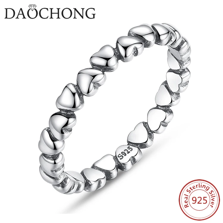 

DAOCHONG Endless Love Heart Stacking Ring 925 Sterling silver heart ring