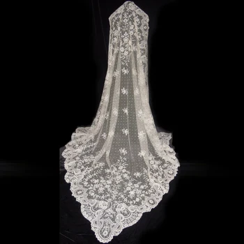 ivory lace trim wedding veil