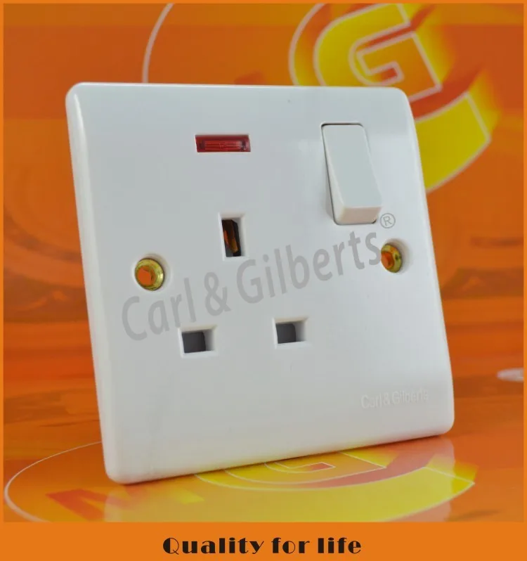 Modern Styling Bs1363 Socket Outlet,13a 1 Gang 3 Pin Wall Switch Socket