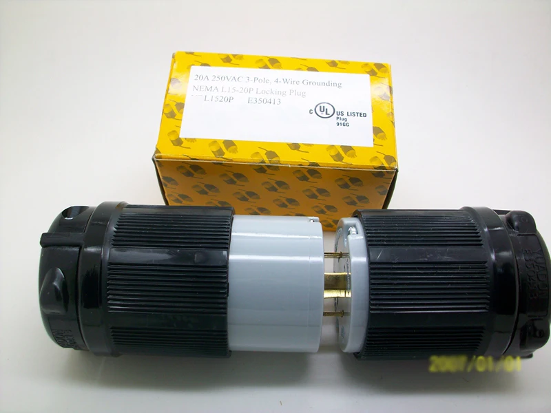 20A 250V AC 3 Pole 4 Wire NEMA L15-20 Grounding Locking Receptacle cUL Listed 20A 250V AC 3 Pole 4 Wire NEMA L15-20 Grounding Locking Receptacle cUL Listed