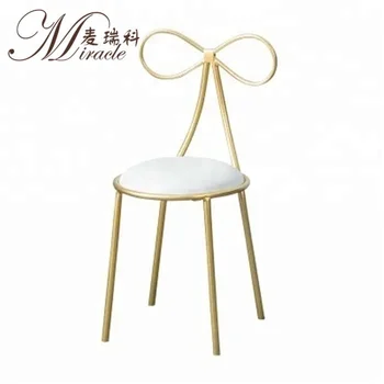 Bow Back Gold Metal Frame Wedding Chair Dressing Make Up Stool