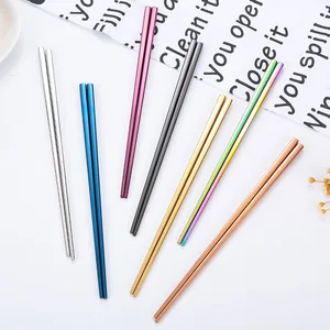 korean titanium metal chopsticks custom logo reusable stainless steel chopsticks