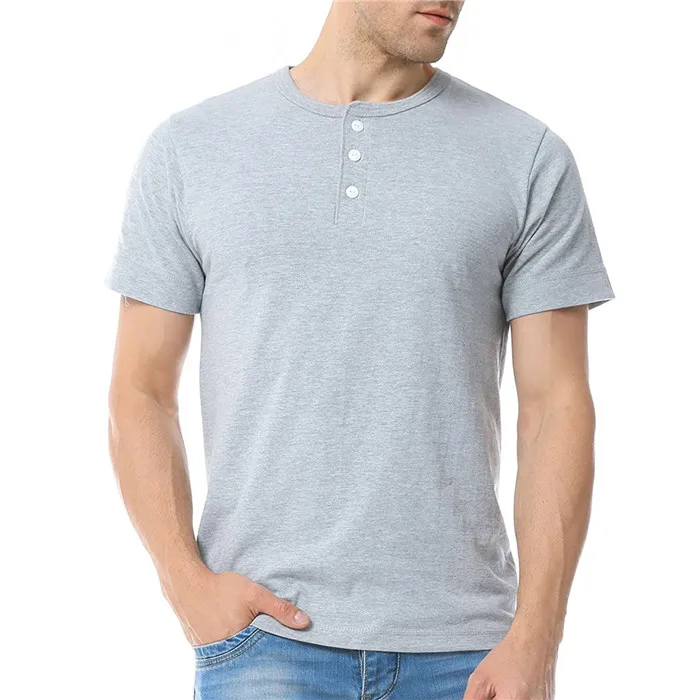 Blank Henley Shirts 100% Cotton T Shirt Short Sleeve Mens Henley Shirt ...