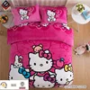 Hello kitty cartoon design coral fleece flannel comforter cover bed sheet bedding sets