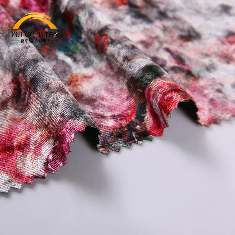 
High quality polyester spandex digital print diamond microfiber stretch velvet fabric 