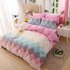 100% Fabric Cotton Flannel Plain Dyed Plaid Bedding Set Bed Sheet Duvet Cover Quilt Cover