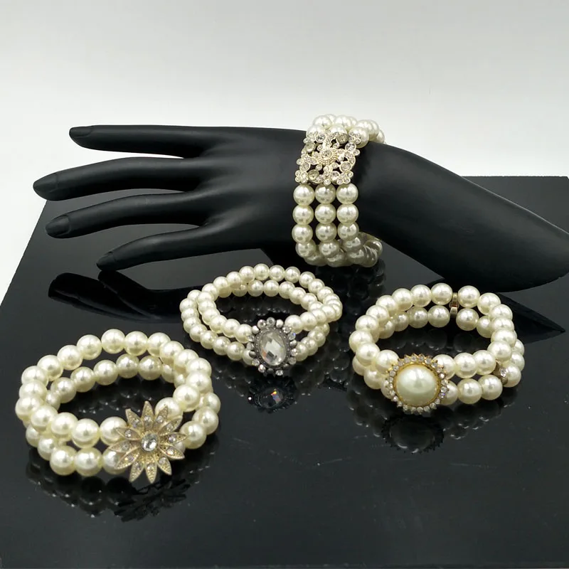 

simulated pearl bracelet statement chunky costume pearl charm bracelet multilayer imitation pearl bracelet jewellery