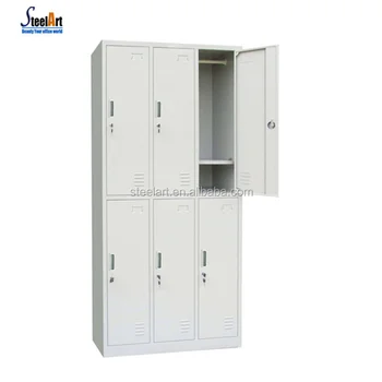 6 Door Colorful Student Use Gym Locker Metal Wall Mounted