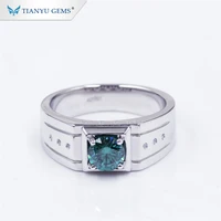 

Tianyu gems fashion luxury jewelry 925 sterling silver gold plated green moissanite gemstone rings for men