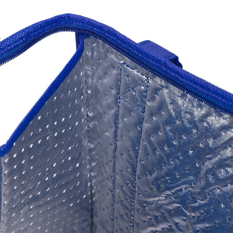 Blue non woven thick insulation layer multifunction strong durable recycled non woven cooler bag for outdoor bbq