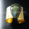 WT-B236 Wholesale Super Gorgeous natural labradorite stone bangle, fashion 24K Gold stone labradorite bangle