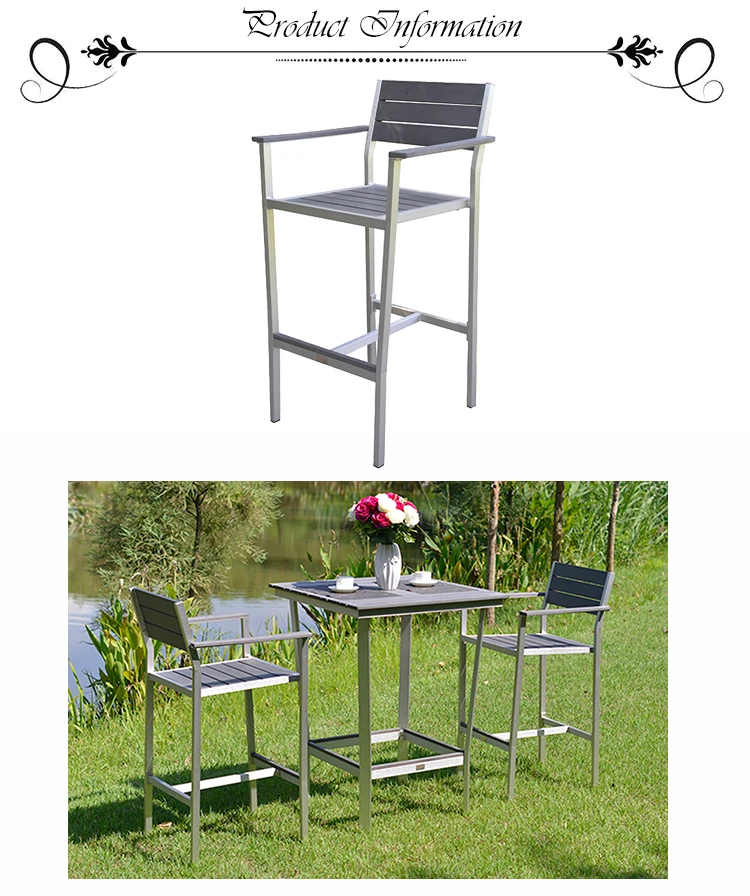 Black Plastic Wood Anti Rust Stackable Metal Furniture Outdoor Bar