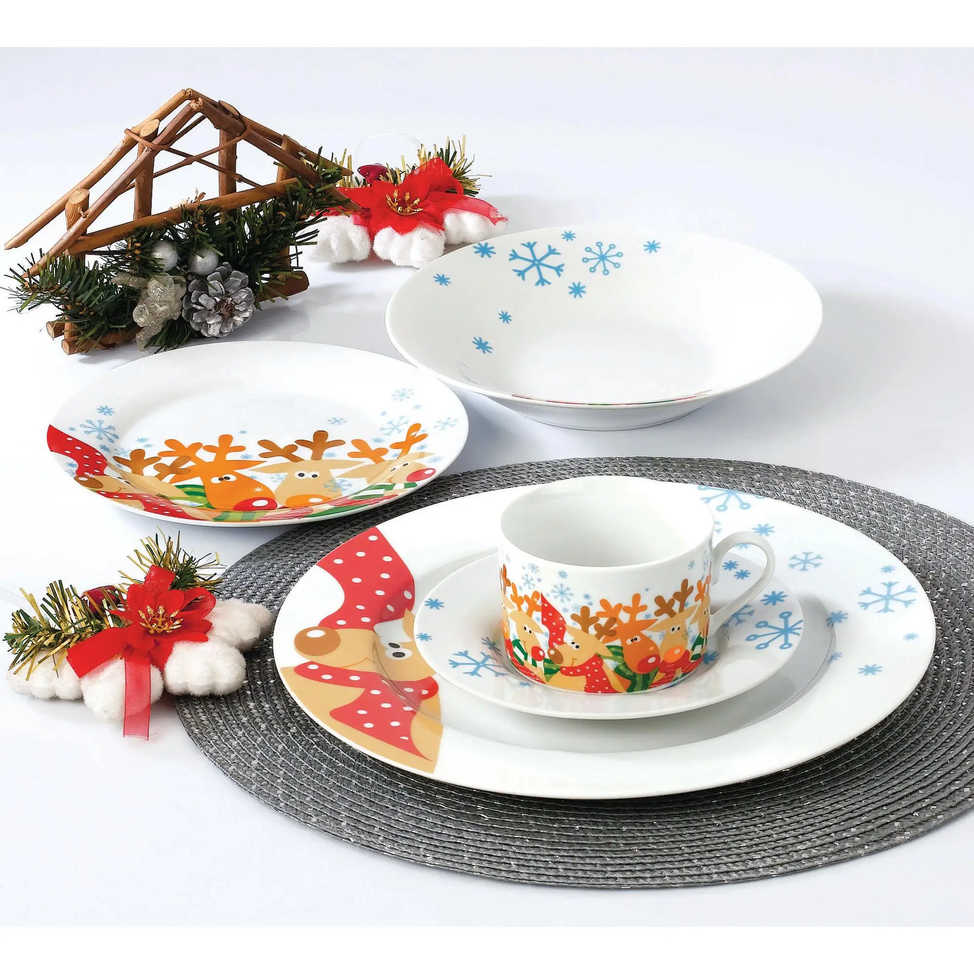 Gift Christmas Snowman Porcelain Dinnerware Sets 20pcs Dishes Used For ...