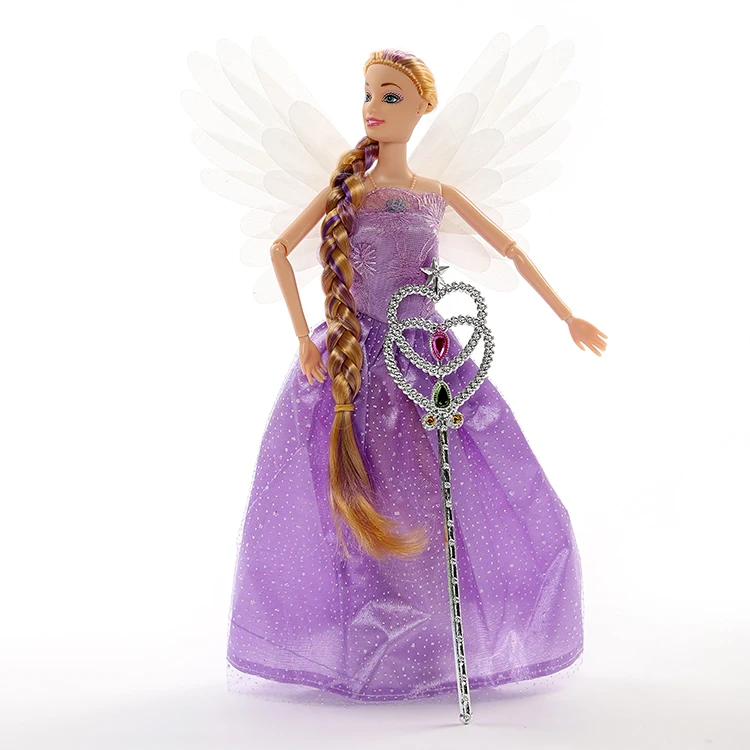 

Fashion  music light Princess doll Joint Movable Body doll with wings long Hair fairy stick winx club Doll gift toy