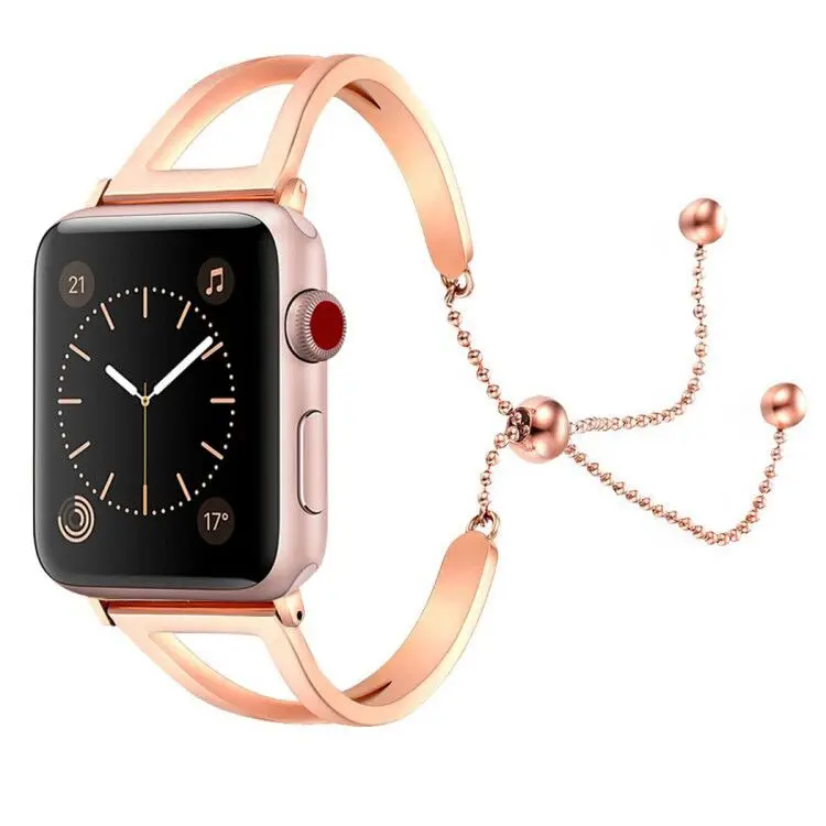 

Woman Jewelry Metal Bracelet for Apple iWatch Series 3 Stainless Steel Band Strap ,for Apple Watch Cuff Loop Bangle, Various colors for you choose