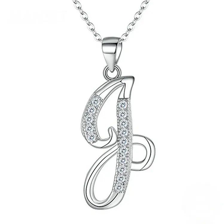 

925 Sterling Silver Initial Letter Alphabet Adjustable Pendant Necklace, Picture