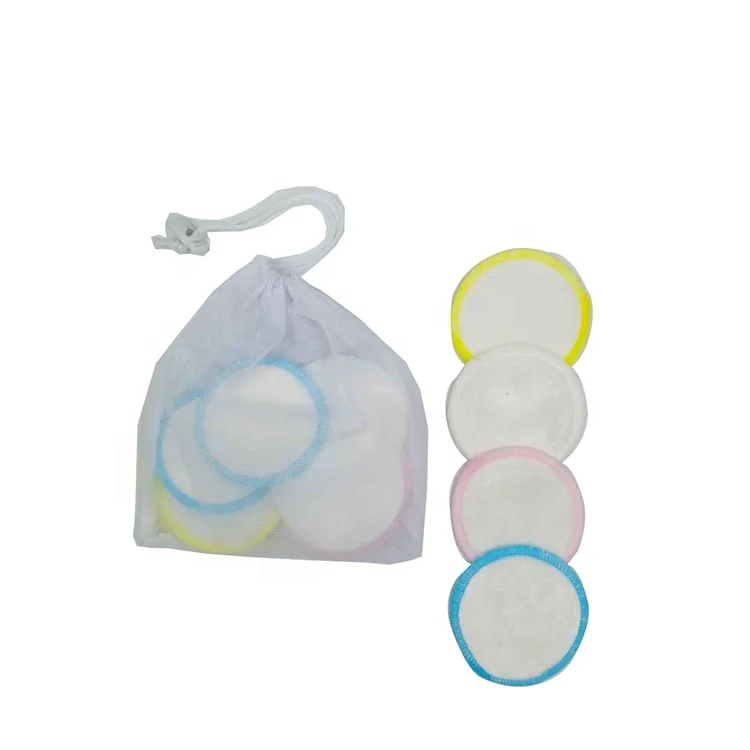 

Reusable Makeup Remover Pads with Laundry Bag, White;blue;pink/customized color