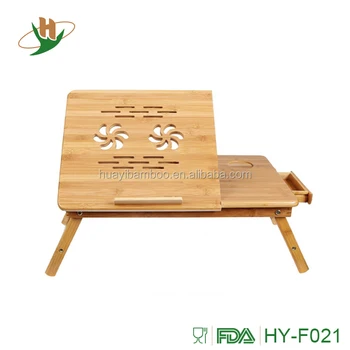Multifunctional Solid Wooden Computer Desk Bamboo Laptop Table With Multifunctional Solid Wooden Computer Desk Bamboo Laptop Table With Tilting Top Drawer