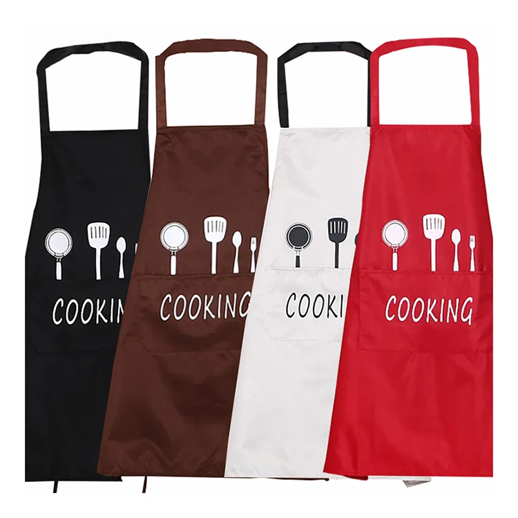 

Nordic Style Waterproof Oil-proof Apron Princess Knife And Fork Simple Adult Work Apron Kitchen Supplies Breathable Apron, White black red brown