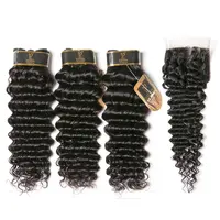 

wholesale brazilian deep wave cuticle aligned raw virgin hair 14 16 18 +14 human hair weave bundles 100%remy hair extension