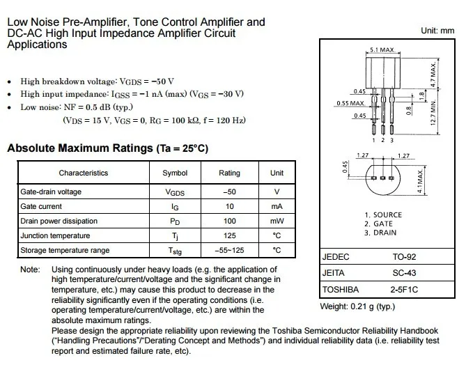 2SK30A-GR Transistor TO-92 K30AGR 2SK30-ATM-GR cumple con RoHS Lote de 50 