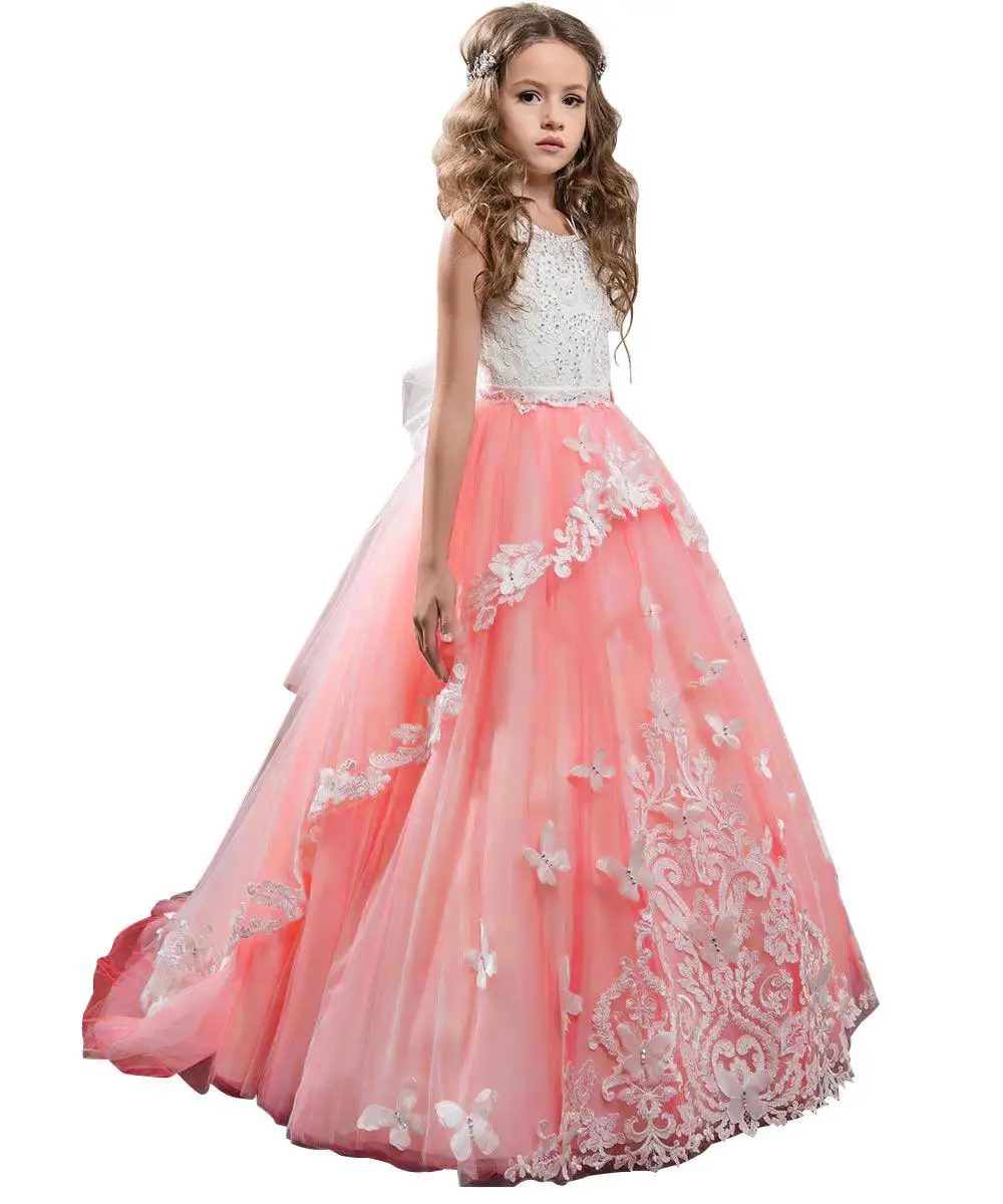 

long children pageant dress fancy kids ball gown latest frock design for girls pakistan pink little girls birthday party dresses, Color 81;71;44;picture color;pink