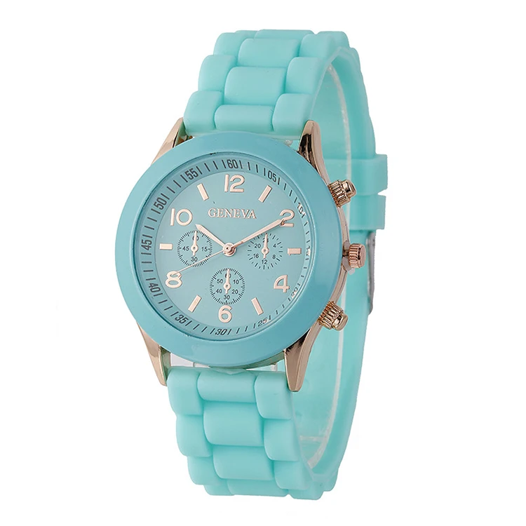 

Geneva New Style Watch Jelly Watch Three Circles Display Silicone Strap Candy Color Unisex Watch, Picture