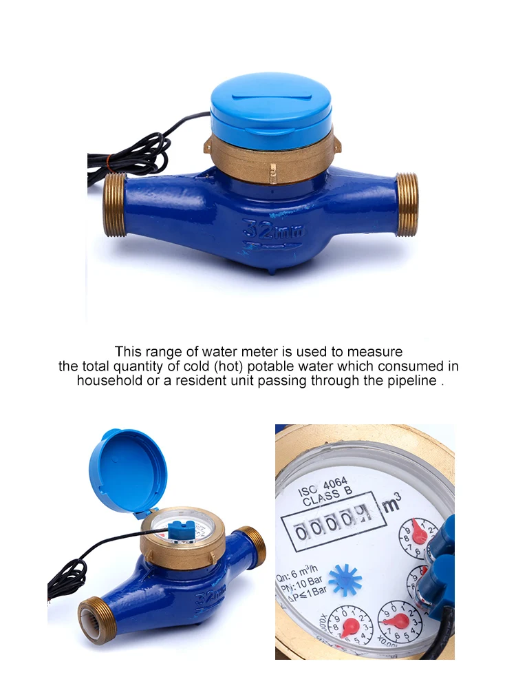 OEM ISO 4064 Class B Remote Control Brass Multi Jet Dry Dial Cold ...