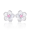 ATHENAA 925 Sterling Silver Ear rings Jewelry Women Flower Earrings Girl Zircon Sakura Stud Earrings