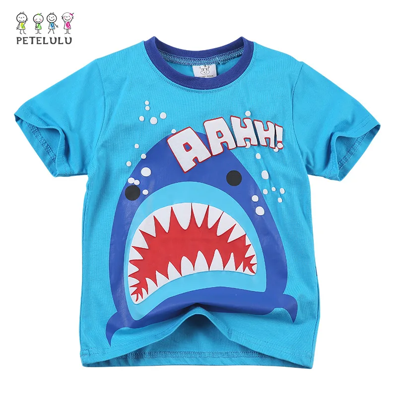 

Custom oem animal shark 100% cotton baby clothes 3 year t shirt, Blue / green