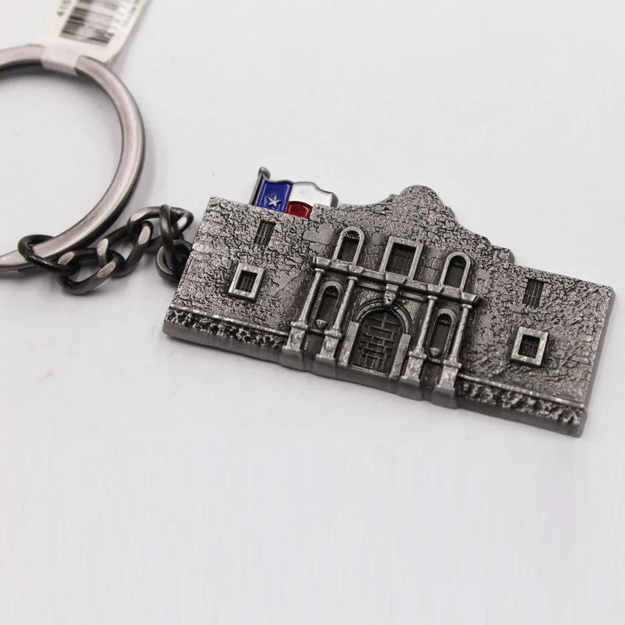 USA America The Alamo San Antonio Keychain Key Chain Souvenir Spin Crystal Metal Stainless Steel Chain City Travel Gift 