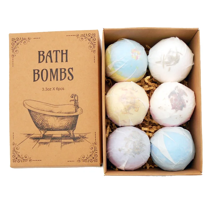 

Customized Handmade Double Colors Bath Bombs Packing Gift Set for SPA Paper Bath Bomb, Customized color