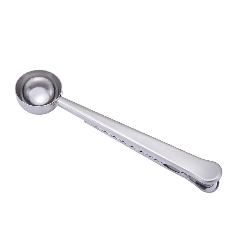 

Multifunction Stainless Steel Tea Measuring Spoon Wholesale Sugar Coffee Spoon with Sealing Clip, Silver