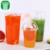 wholesale 16oz 540ml disposable clear PET plastic cup with dome lids and straw