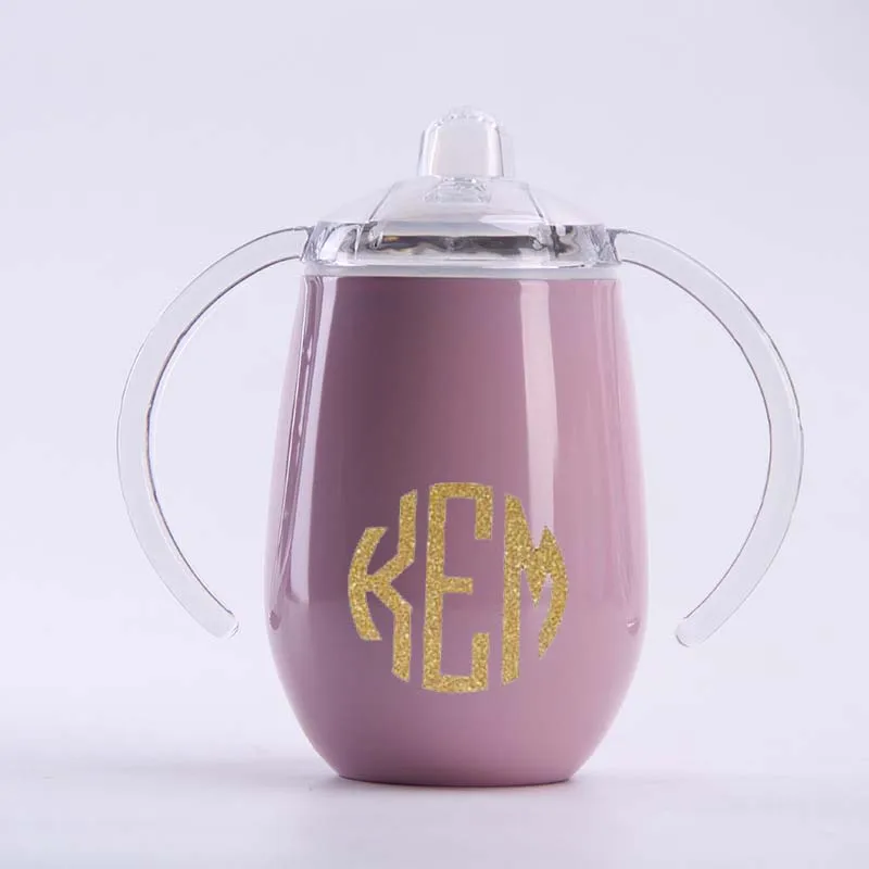 

Monogram Stainless Steel Double Handle Baby Sippy Cups, 6 colors