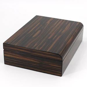 Image of Ebony Glossy finished wooden cigar humidor box