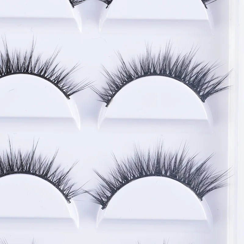 

High Quality Black Cotton 5 Pairs False 3D Faux Mink Eyelashes Custom Packaging Lashes, Natural black