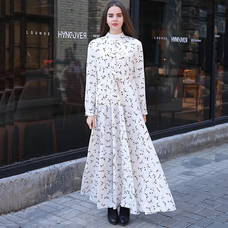 

2018 Latest Muslim Fashion Design Casual Long Sleeve Women Abaya Dress, 2 colors