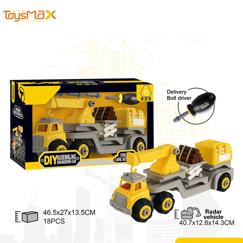 New 2019  Engineering Diy Toys Assemble Truck Car Blocks Diy Car Kit 2 in 1 Grab Machine Mixers