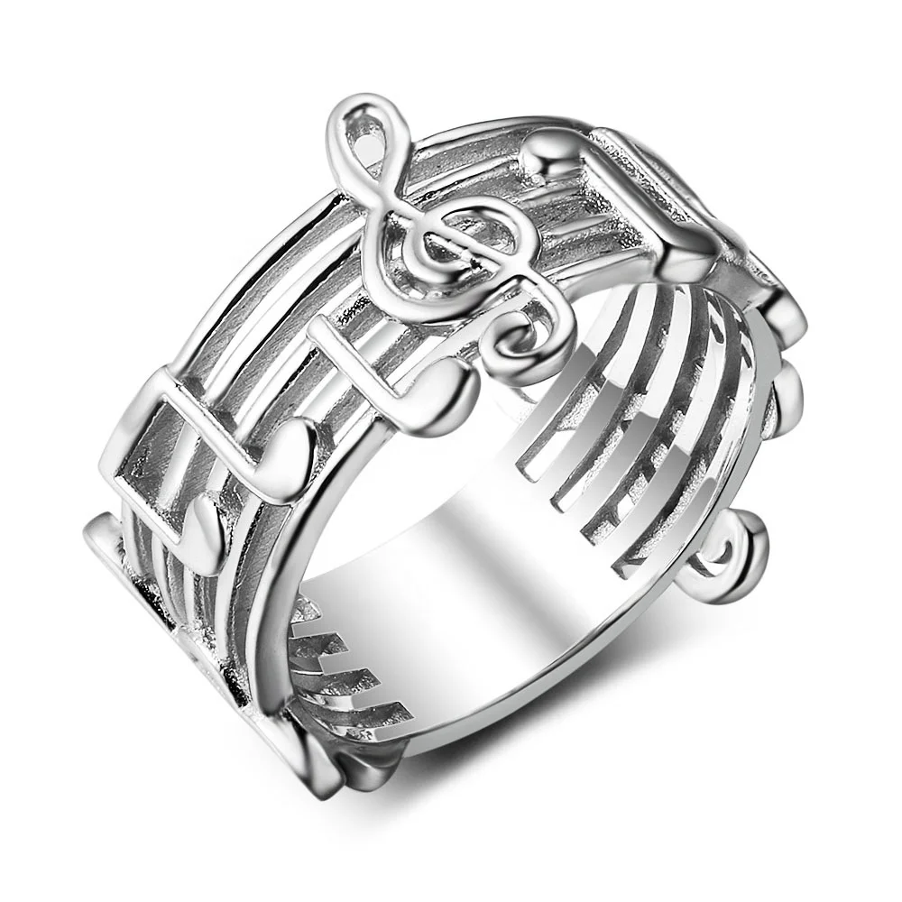 

Fashion music 925 Sterling Silver Treble and Bass Clef Ring