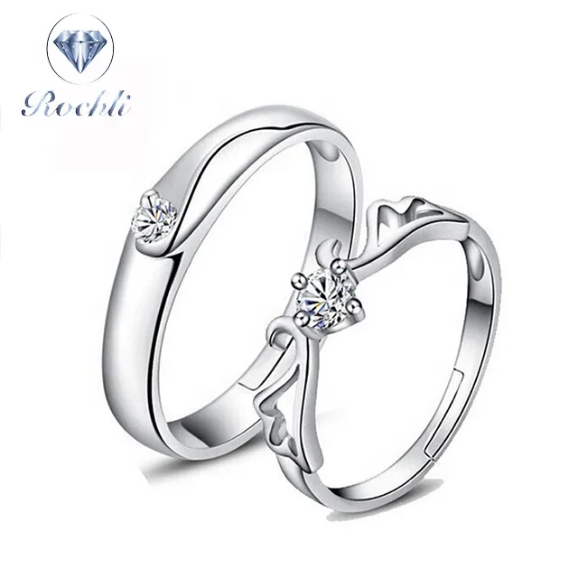 925 Silver Plain Jewelry Fashion rings jewelry men Rings Adjustable Opening Couple Lover Rings ring box